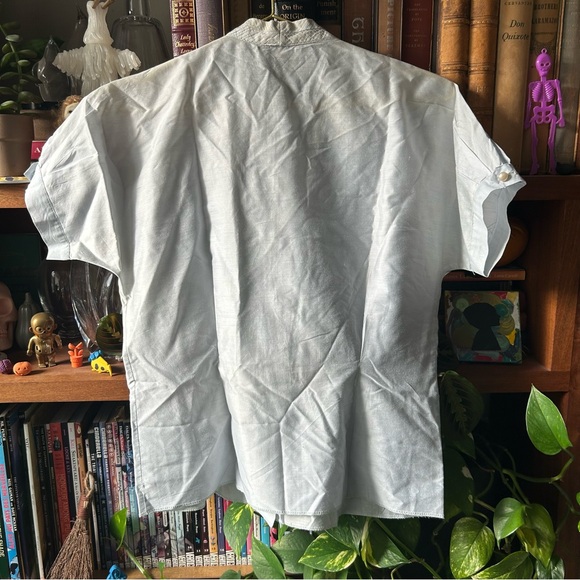 Vintage pale blue blouse with neck tie bow - Picture 11 of 15